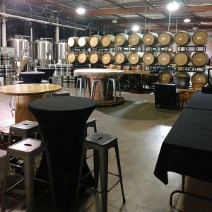 Old Stump Tree of Trust Room showing tables and barrels
